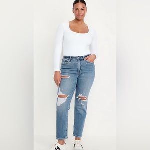 Old Navy High-Waisted OG Straight Ripped Ankle Jeans Size 10P